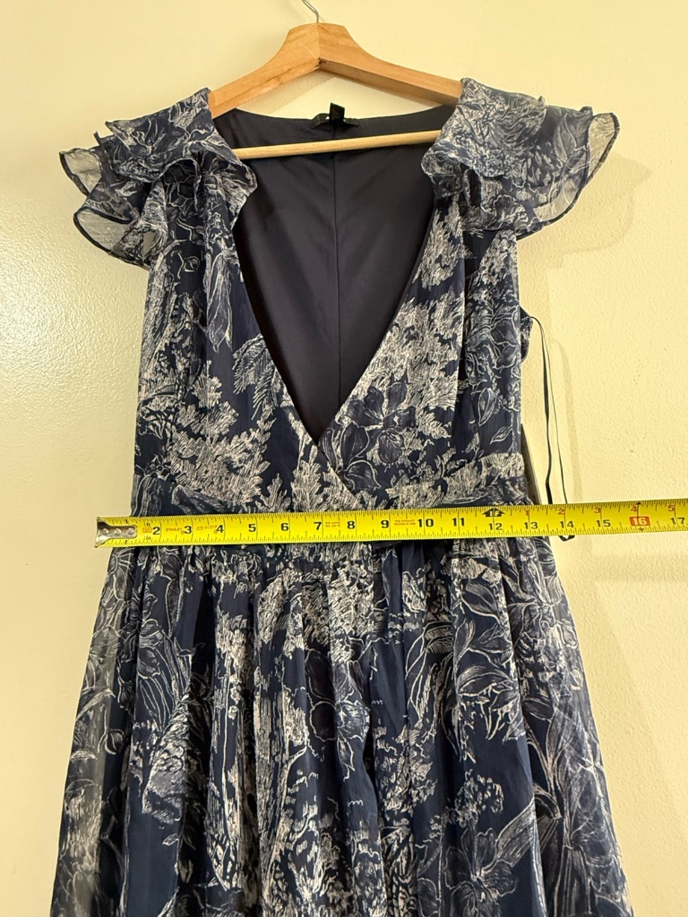 Aqua Navy Floral V-Neck Ruffle Maxi Dress - Picture 5 of 6